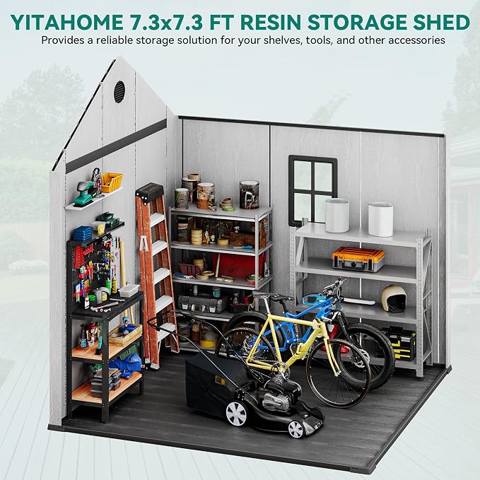 YITAHOME 8 x 8 ft Outdoor Plastic Storage Shed - Image 3