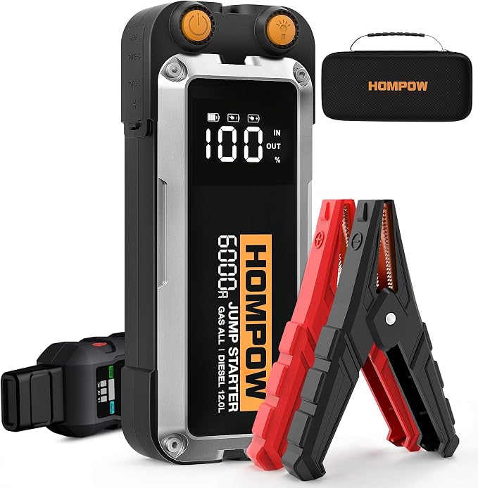 Jump Starter, 6000A Peak Portable 12V Car Battery Charger by HOMPOW