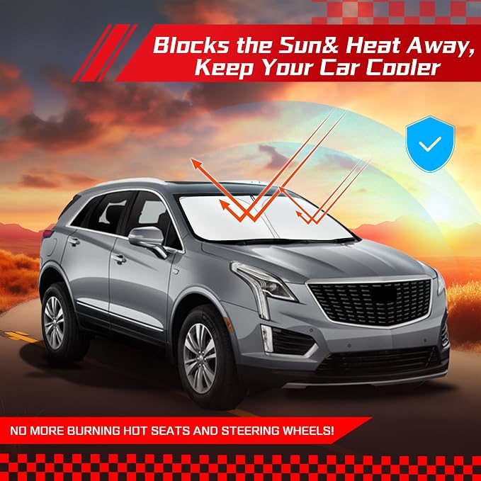 ARISMOTOR Windshield Sun Shade for Cadillac XT5 2017-2025, Custom Fit Foldable - Image 7