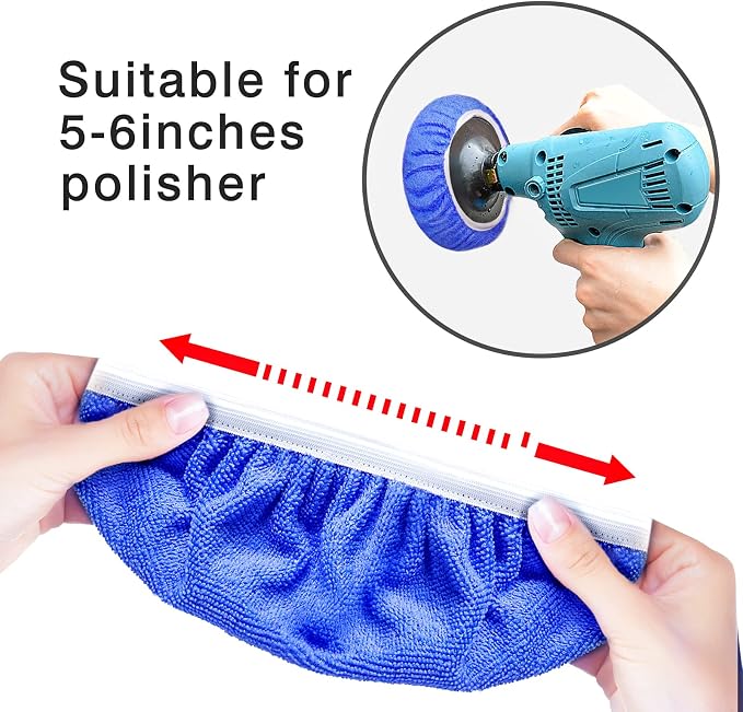 9 to 10 Inch Car Polisher Pad Bonnet, 10*Microfiber+5*Woollen - Image 3