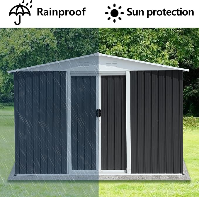 6x8 FT Outdoor Storage Shed, Metal Garden Shed - Image 5