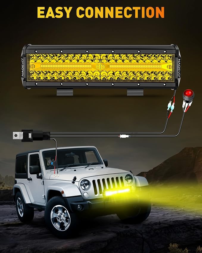 NAOEVO 12 Inch LED Light Bar, 300W 30000LM LED Offroad/Driving/Fog Lights - Image 8