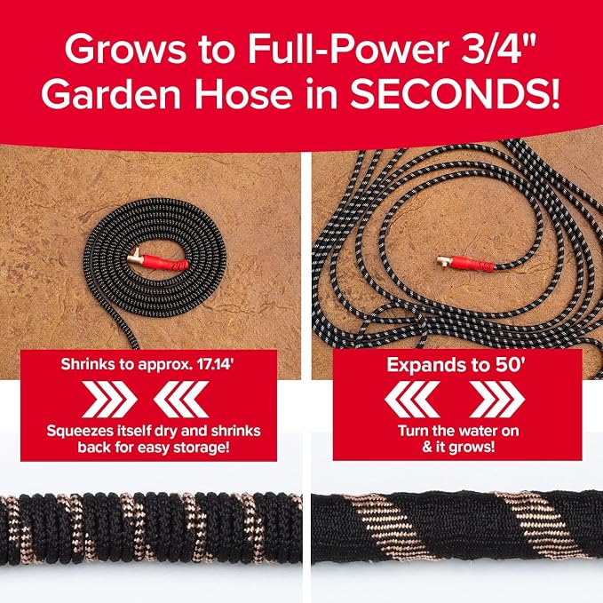 Pocket Hose Copper Head w/New Pocket Pivot Expandable Garden Hose 50 FT - Image 2