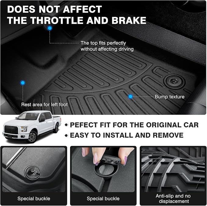 Powerty Floor Mats for 2015-2025 Ford F-150 SuperCrew/F150 Lightning - Image 4