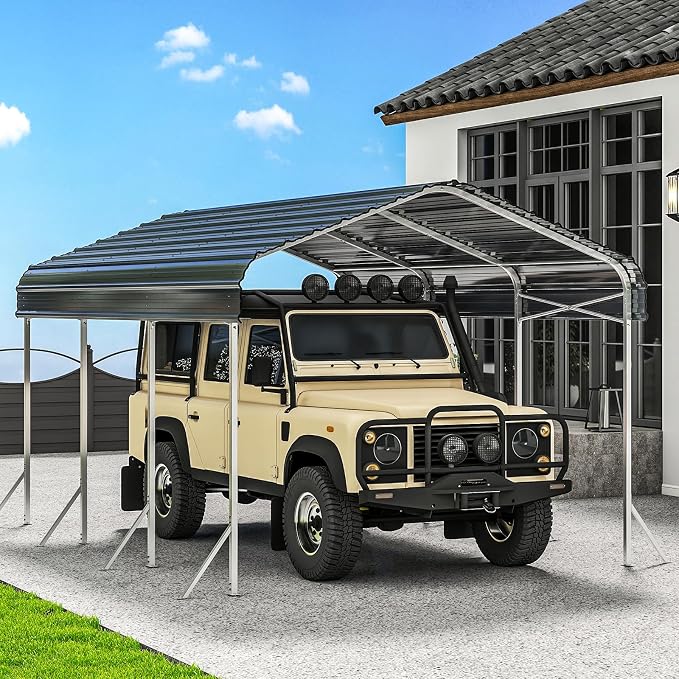 10x15' Heavy Duty Metal Carport – Sturdy Structure, All-Weather Protection by dgedby