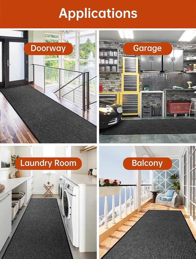 Urban Vista 3' x 10' Commercial Grade Striped Brush Step Entrance Mat, Vinyl - Image 7