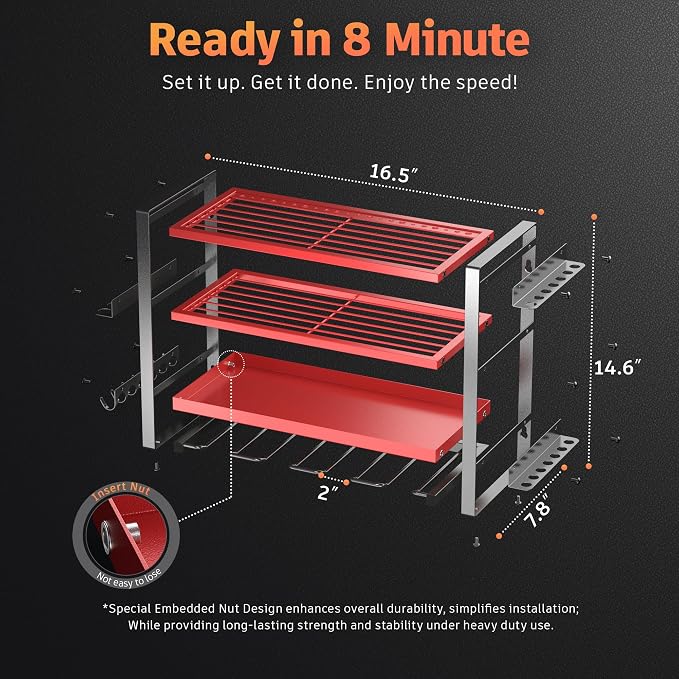 Power Tool Organizer Wall Mount, 4 Layer Drill Holder Wall Mount, Heavy Duty - Image 4