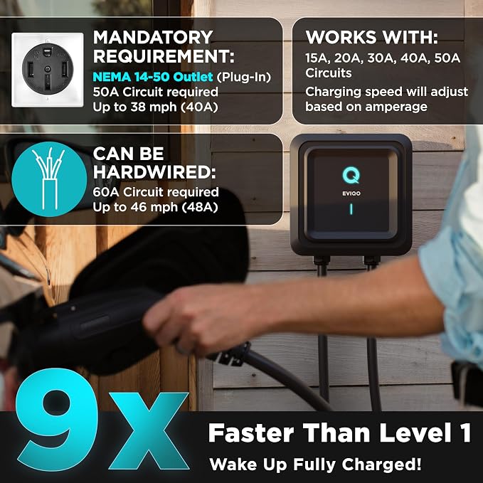 EVIQO Level 2 EV Charger - 48 Amp EV Charger Level 2-240V Electric Vehicle - Image 2