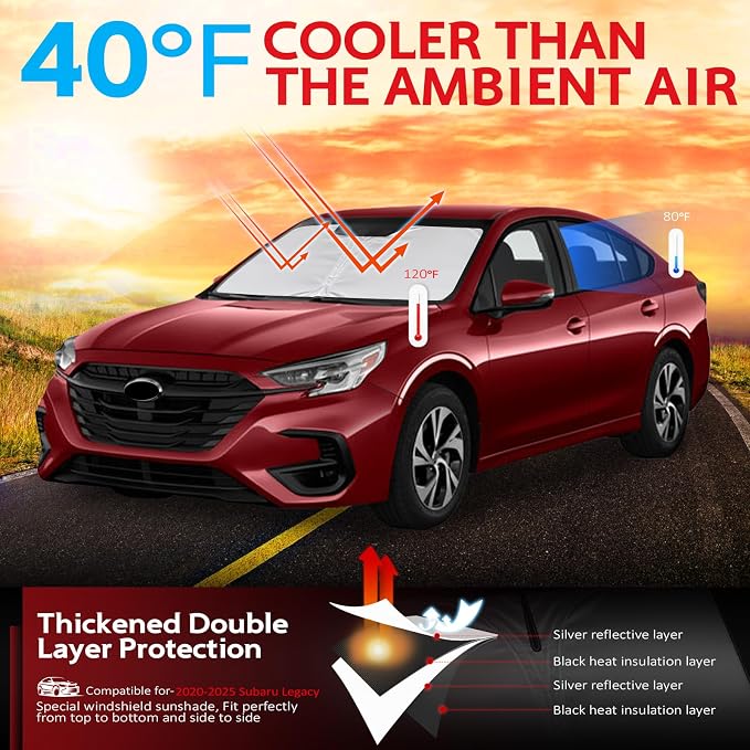 KAYZT Windshield Sun Shade for 2020-2025 Su-baru Legacy Foldable Sunshade Front - Image 2