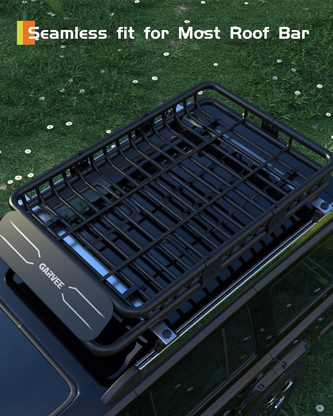 64" x 39" Universal Roof Rack Carrier Basket, 200 Lbs Capacity Car Cargo Rack - Image 7