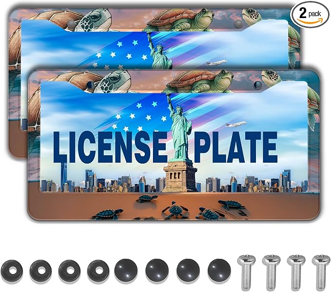 License Plate Frames Multicolor Fun License Plate Frame Protector Turtle Beach by Unknown