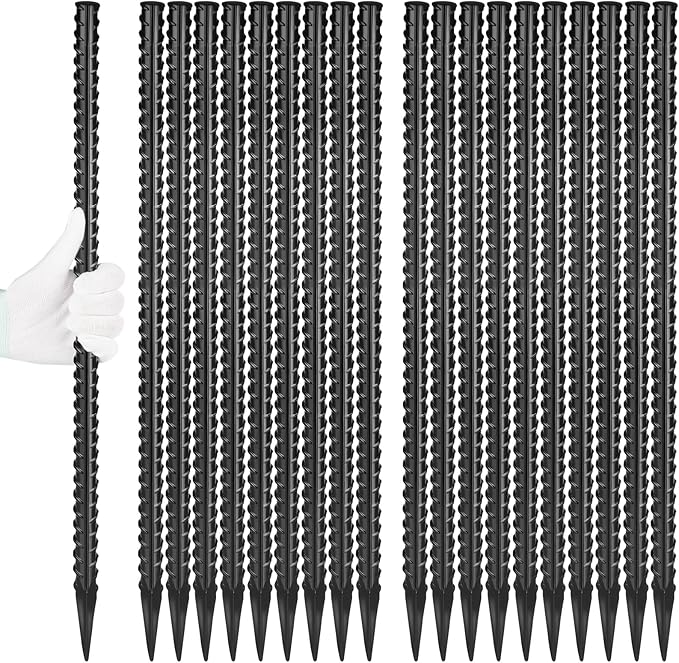24 Inches Straight Rebar Stakes, 1/2" Diameter Steel Metal Stakes by Besitu