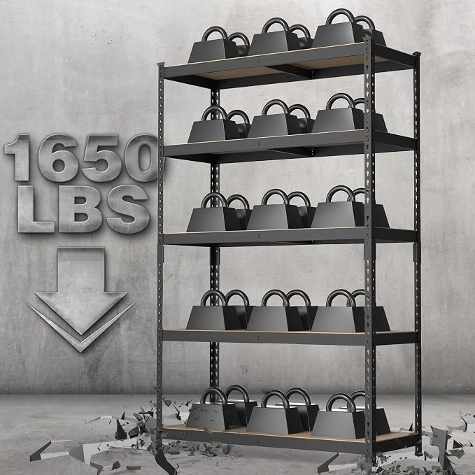 WORKPRO 5-Tier Steel Shelving Unit-Black, 35-3/10”W x 17-1/2”D x 72”H, - Image 2