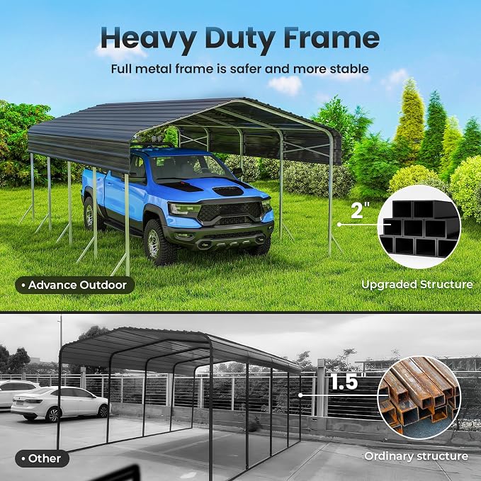 Heavy Duty Metal Carport – Sturdy Structure, All-Weather Protection, Easy - Image 3