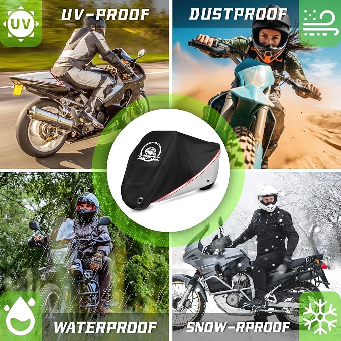 COVERVIN Motorcycle Cover, All Weather Outdoor Waterproof Night Protection - Image 9