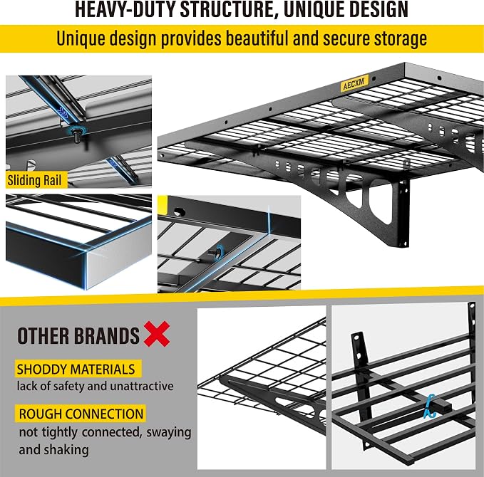 2x3ft 4Pack Wire Shelving Unit Heavy Duty Garage Storage Shelves Wall Mounted - Image 4