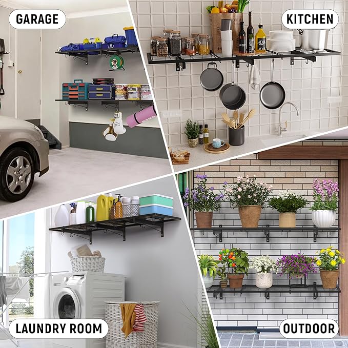 2 Pack Garage Wall Shelves, Heavy Duty Wall Shelf Organizer - Image 8