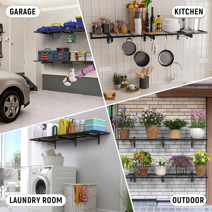 Garage Wall Shelves, 1 Shelf, Modern Style, Heavy Duty, 160 LBS Capacity - Image 8