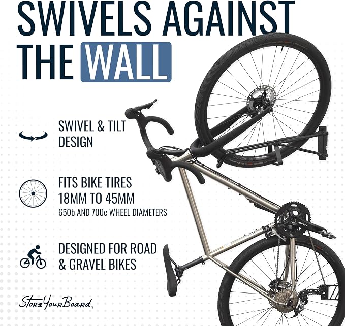 StoreYourBoard SwivelStow Road & Gravel Bike Storage Rack 4 Pack – Heavy Duty - Image 4