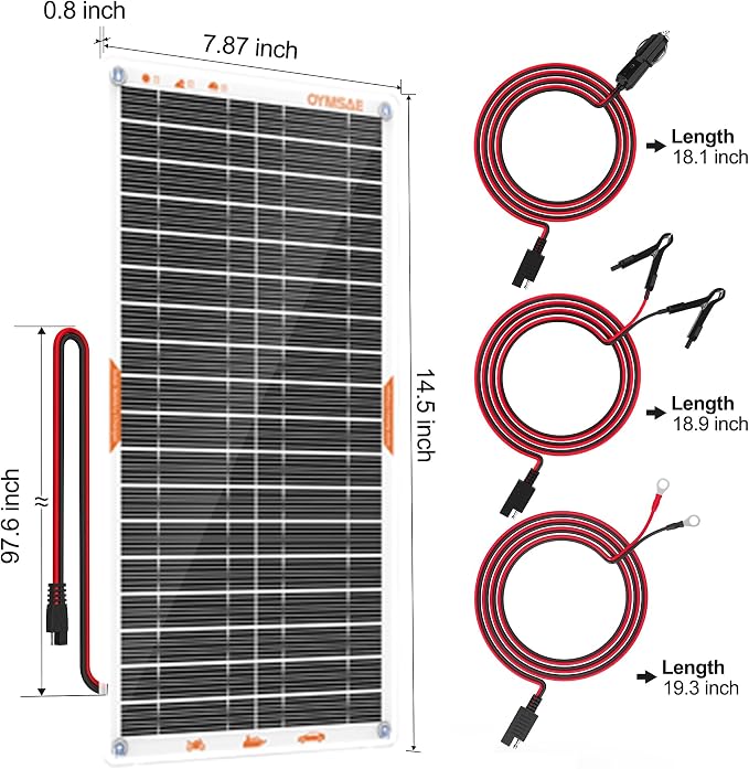 OYMSAE 10W Solar Car Battery Charger Portable 12V Trickle Battery Charger & - Image 4