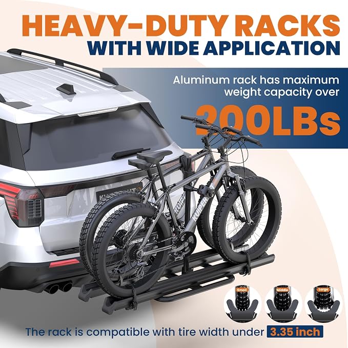 Aluminum 2 EBikes Foldable 2'' Hitch Mounted Carrier Racks w/Ramps Over 200lbs - Image 2