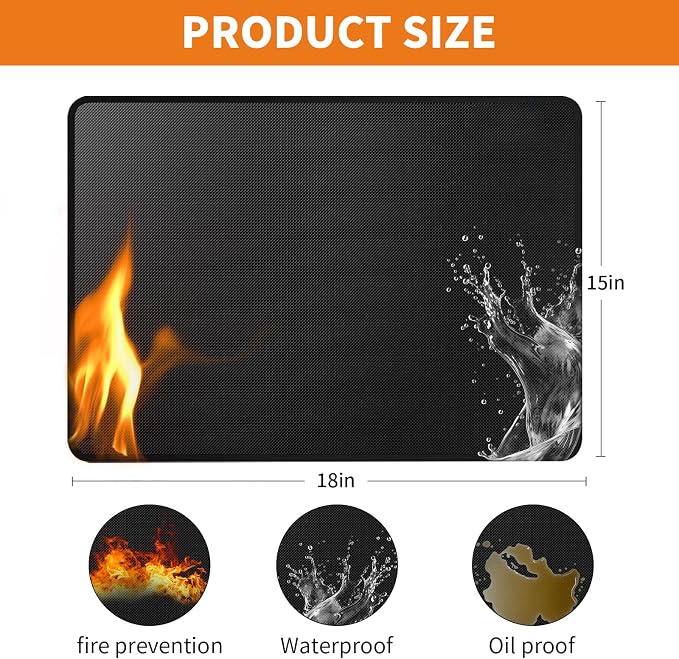 Heat Resistant Grill Mat, 15 x 18 inches Double-sided fireproof and waterproof - Image 2