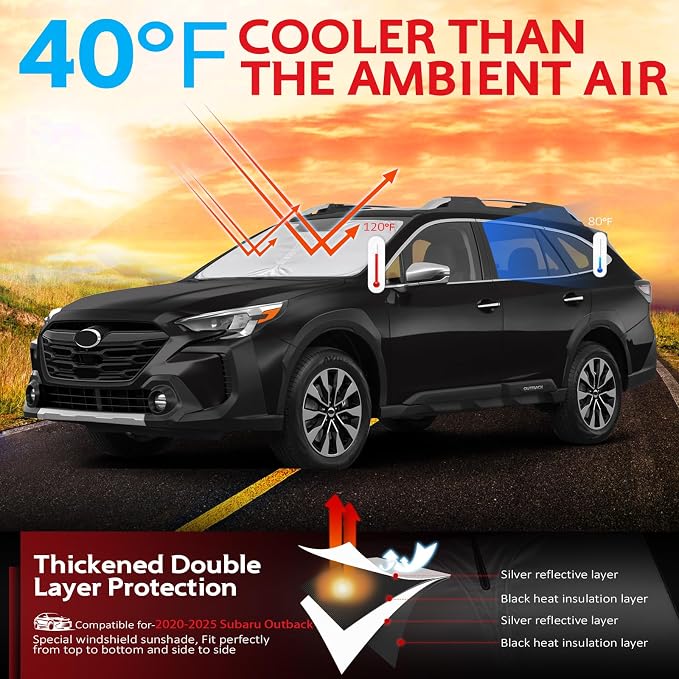KAYZT Windshield Sun Shade for 2020-2025 Subaru Outback Foldable Sunshade Front - Image 2