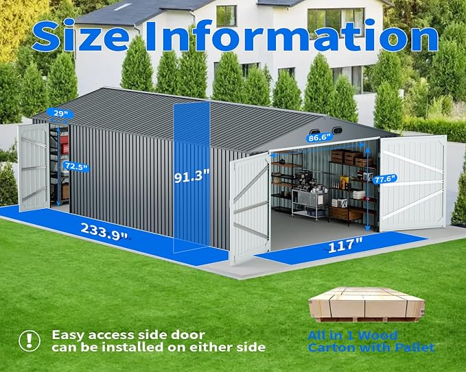 10x20 Metal Shed, Metal Garage Building - Image 5