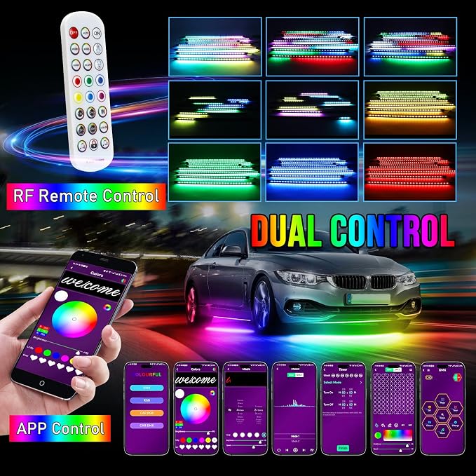 OPP ULITE Car Led Underglow Lights Aluminum Dream Chasing Color Accent Light Bar - Image 2
