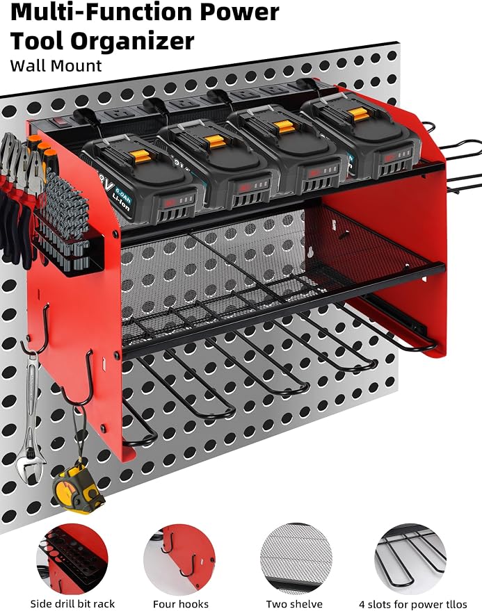 Power Tool Organizer wtih Charging Station，3 Layers Storage Rack - Image 3
