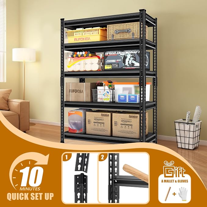 40" W Garage Shelving Heavy Duty，2000LBS Loads Adjustable Garage Storage Shelves - Image 6