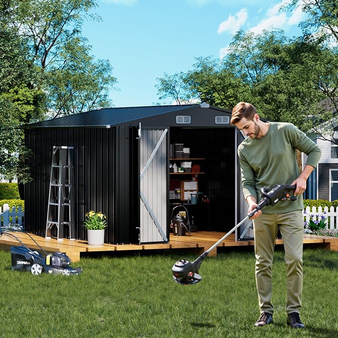 COMHOMA Shed Outdoor Storage Shed Metal, Lockable Doors Tool Sheds - Image 6