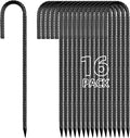 12 Inch Rebar Stakes J Hook Ground Stakes 16-Pack Heavy Duty Galvanized Chain by Besitu