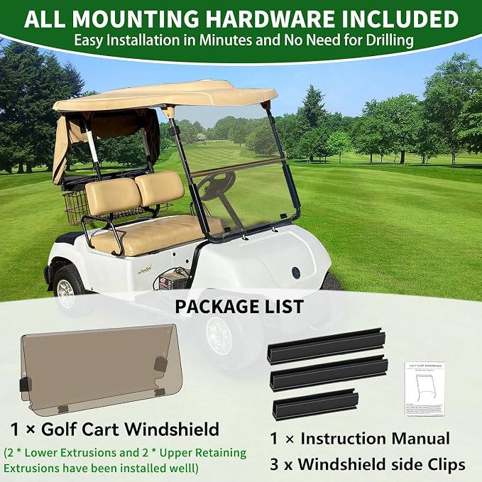 Golf Cart Foldable Windshield 3/16" Thicken Only Fits 2003-2006 Yamaha G22 - Image 6