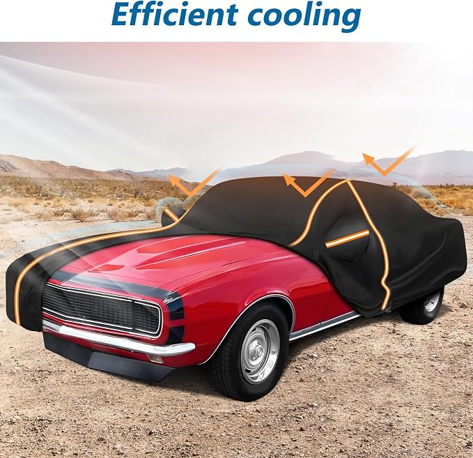 Car Cover for Chevy Camaro 1967-1981, Waterproof 210D Oxford Cloth and Cotton - Image 4