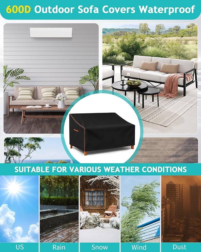 Outdoor Sofa Cover, Waterproof Patio Furniture Cover 80W x 42D x 33H inches - Image 7