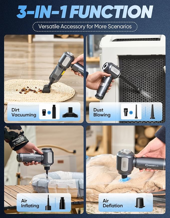 Mini Vacuum Cleaner, Cordless Car Vacuum, 17500PA High Suction, 3 in 1 Handheld - Image 3