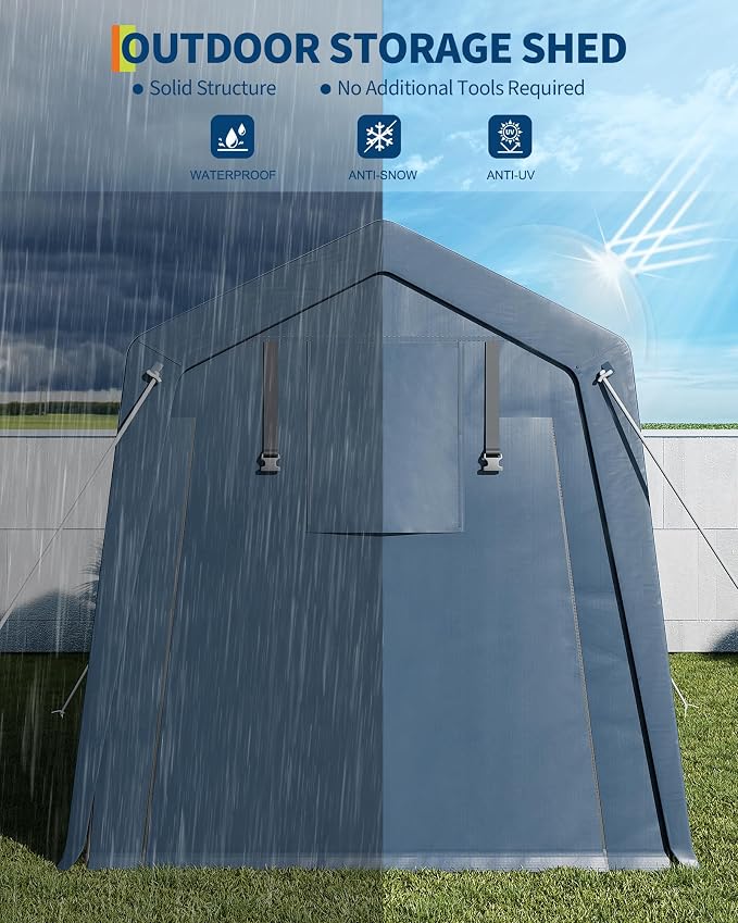 6x6 FT Outdoor Storage Shed, Portable Carport - Image 2