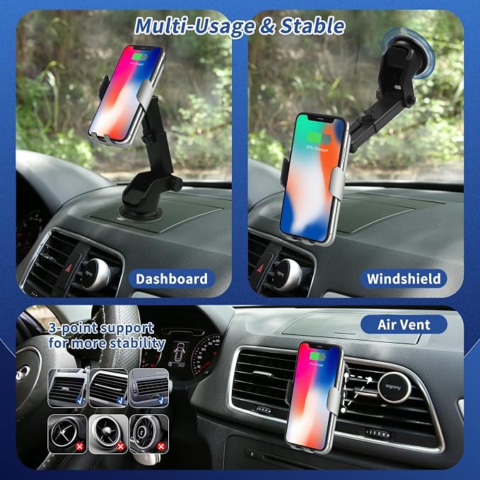 15W Fast Car Mount Charger, Charging Wireless Car Charger Phone Mount Phone - Image 7