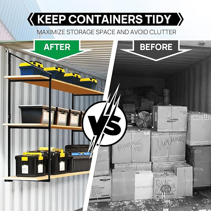2 Pack Shipping Container Shelving Shelf Capacity up to 1100 lbs, 3 Tiers - Image 6