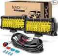 NAOEVO 7 Inch Yellow LED Light Bar, 240W 24, 000LM Offroad Fog/Driving Lights by NAOEVO
