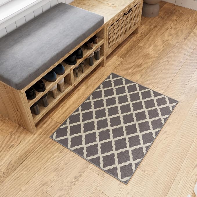 Ottomanson Rugs for Entryway 2'3" x 3' Non Slip Trellis Small Area Rugs Durable by Ottomanson