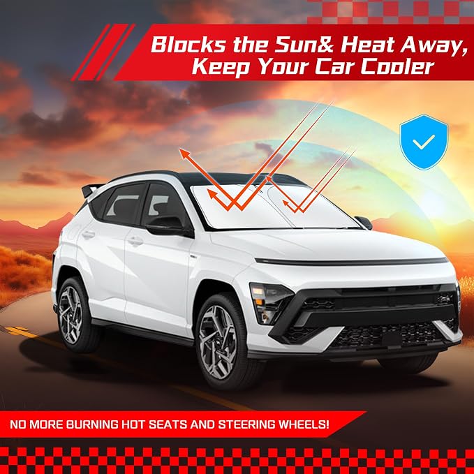 ARISMOTOR Windshield Sun Shade for Hyundai Kona 2024-2025, Custom Fit Foldable - Image 7