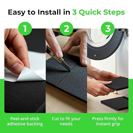 XCEL 4 Pack 12" x 12" x 1/4" Self Stick Foam Rubber Pads - Image 6
