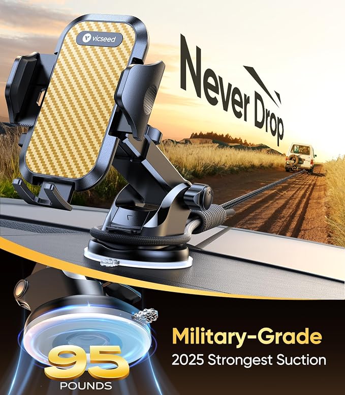 VICSEED Gold Phone Holders for Your Car, 3-in-1 Dashboard Windshield Vent - Image 4