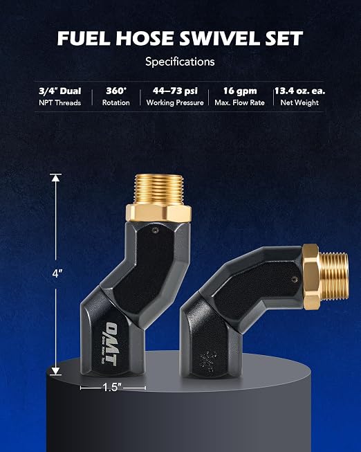 Orion Motor Tech 2pcs 3/4" NPT Fuel Hose Nozzle Swivel Kit - Image 2