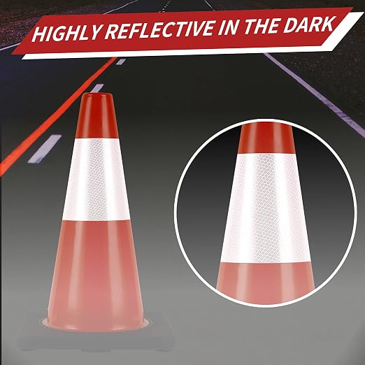 Traffic Cones 18 inch 6 Pack Heavy Duty Safety Cones Orange - Image 3