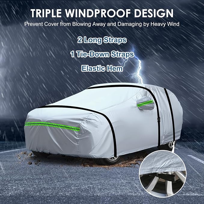 AUQDD 6-Layers Premium Hatchback Car Cover Waterproof All Weather Weatherproof - Image 6