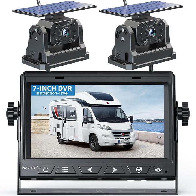 2 Magnetic Solar Wireless Backup Camera Built-in 10000mAh Battery & Solar Panel by VASTEND