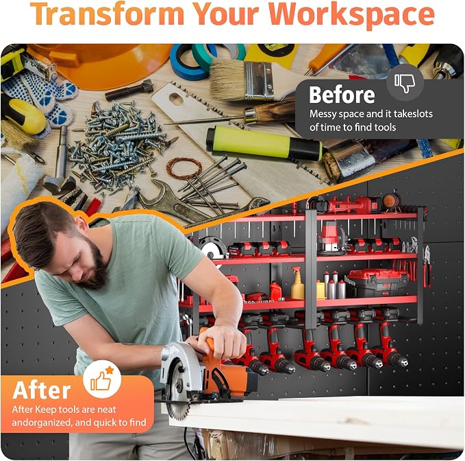 Power Tool Organizer Wall Mount, 4 Layer Drill Holder Wall Mount, Heavy Duty - Image 6